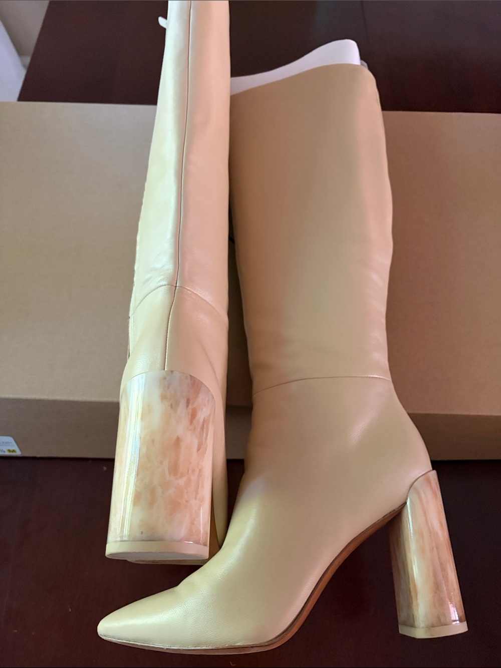 Vince Pilar Macadamia Le Pointed-Toe Leather Boots - Picture 9 of 13